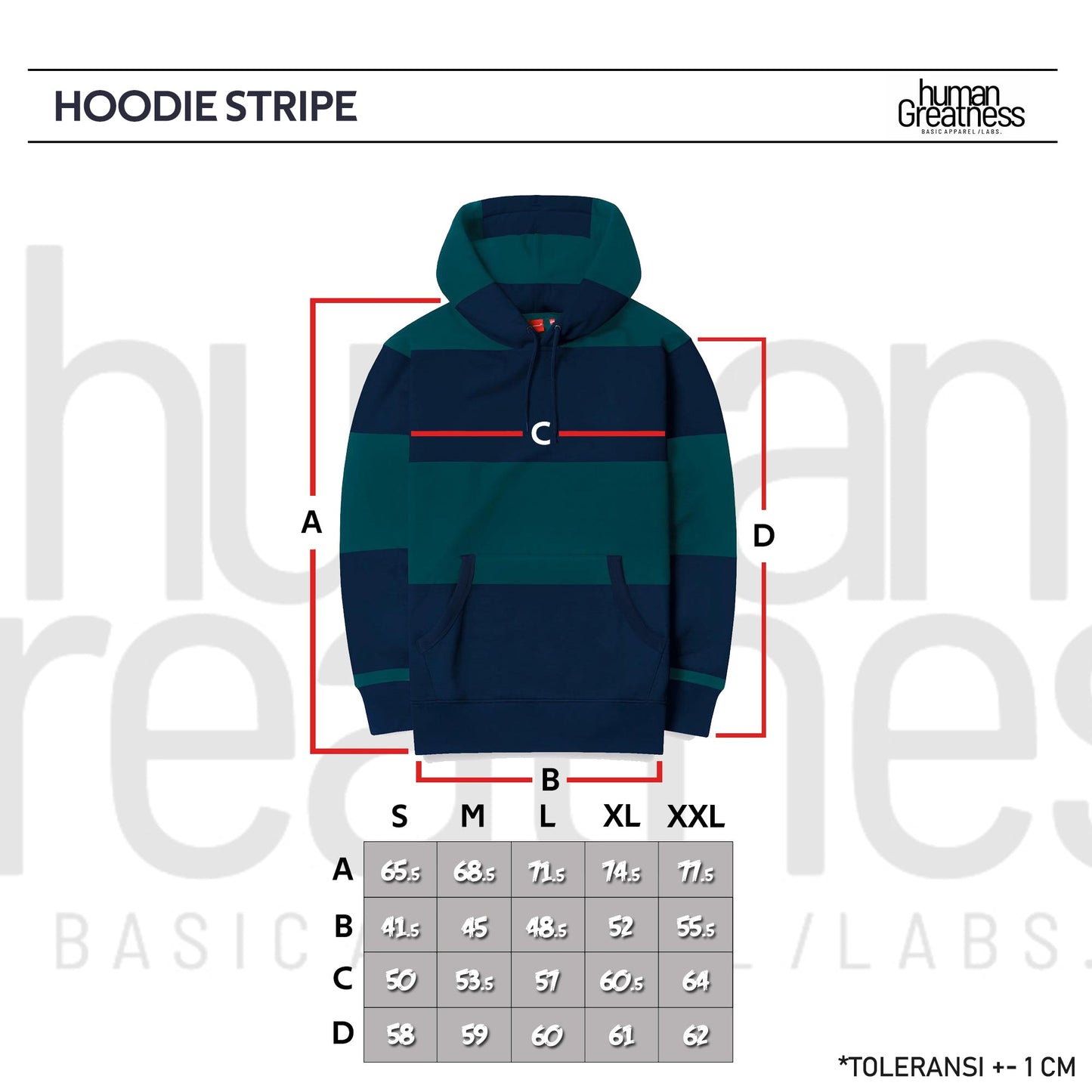 HOODIE STRIPE NAVY GREEN