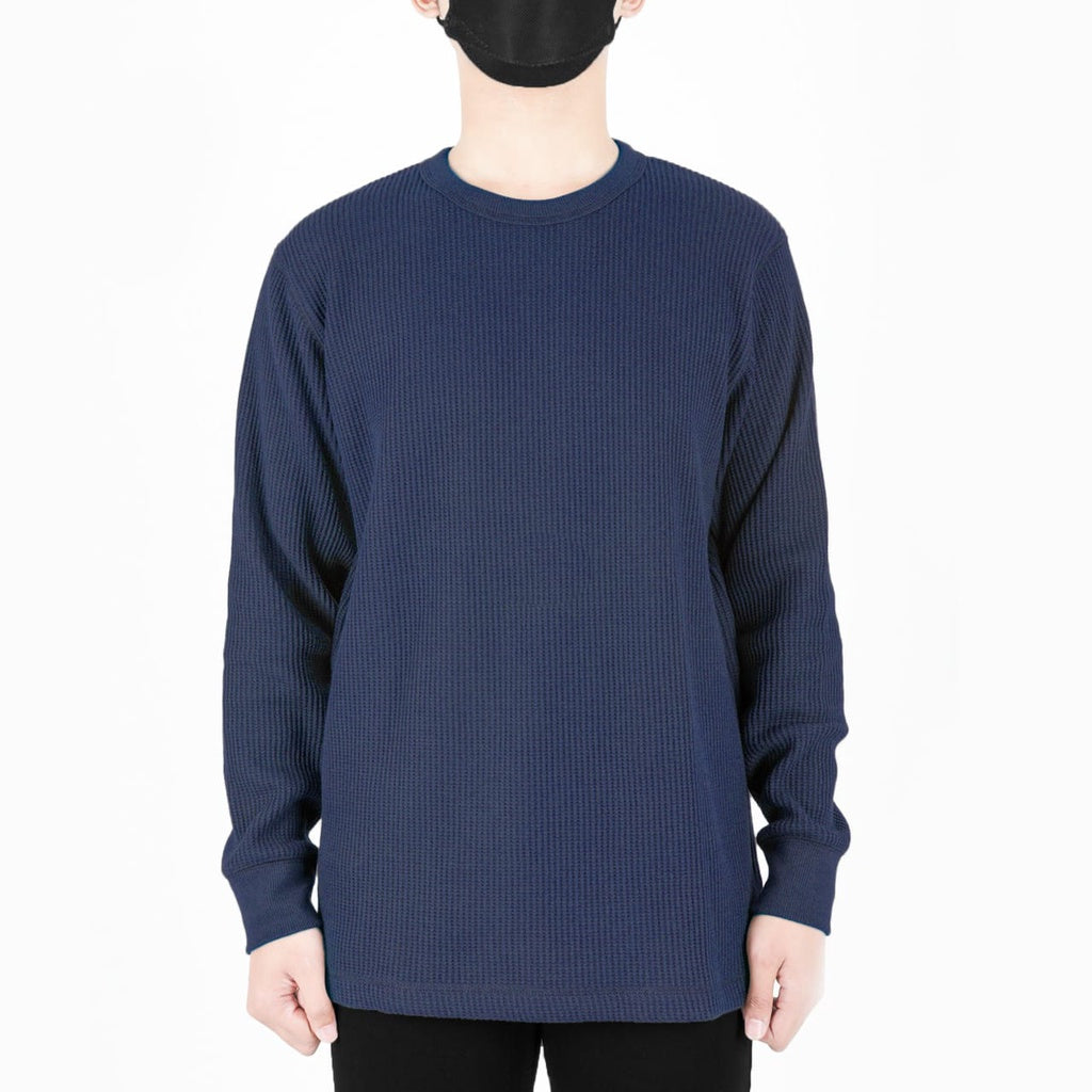 NAVY CREWNECK WAFFLE