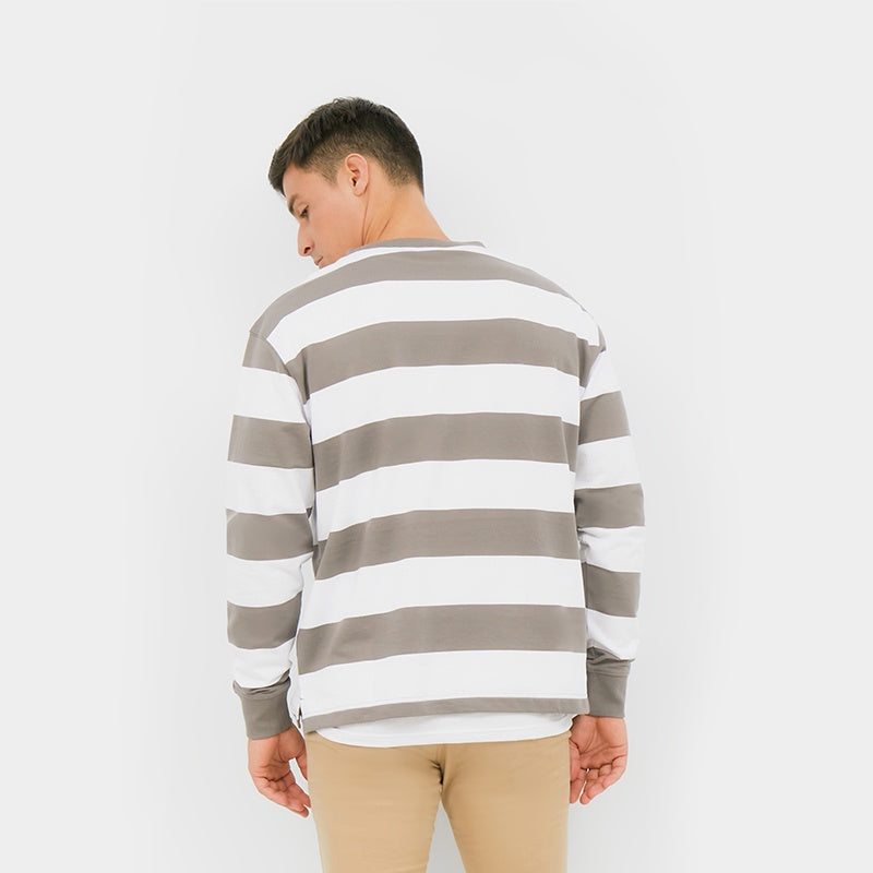 CREWNECK STRIPE GREY-WHITE