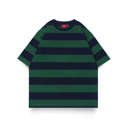 Midweight Stripe T-Shirt Navy - Green