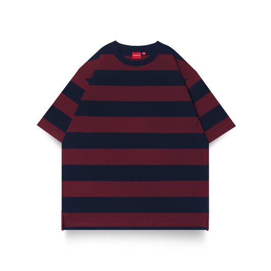 Midweight Stripe T-Shirt Navy - Maroon