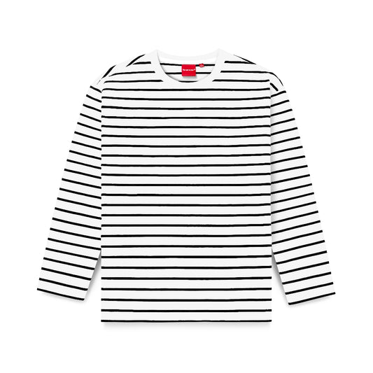 LONG SLEEVE STRIPE DB WHITE - BLACK