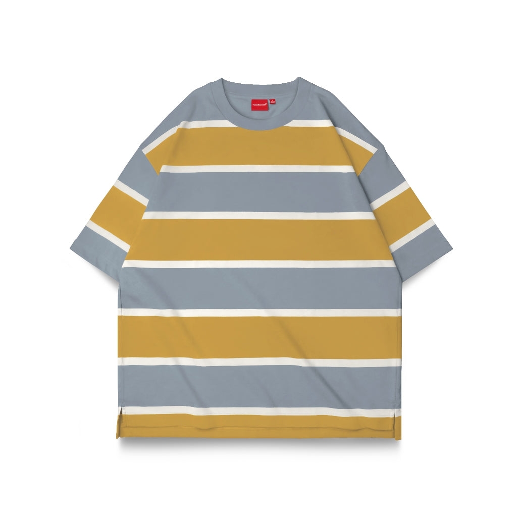 Stripe Oversize T-Shirt Yellow White Grey