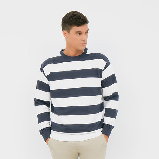 CREWNECK STRIPE NAVY-PUTIH