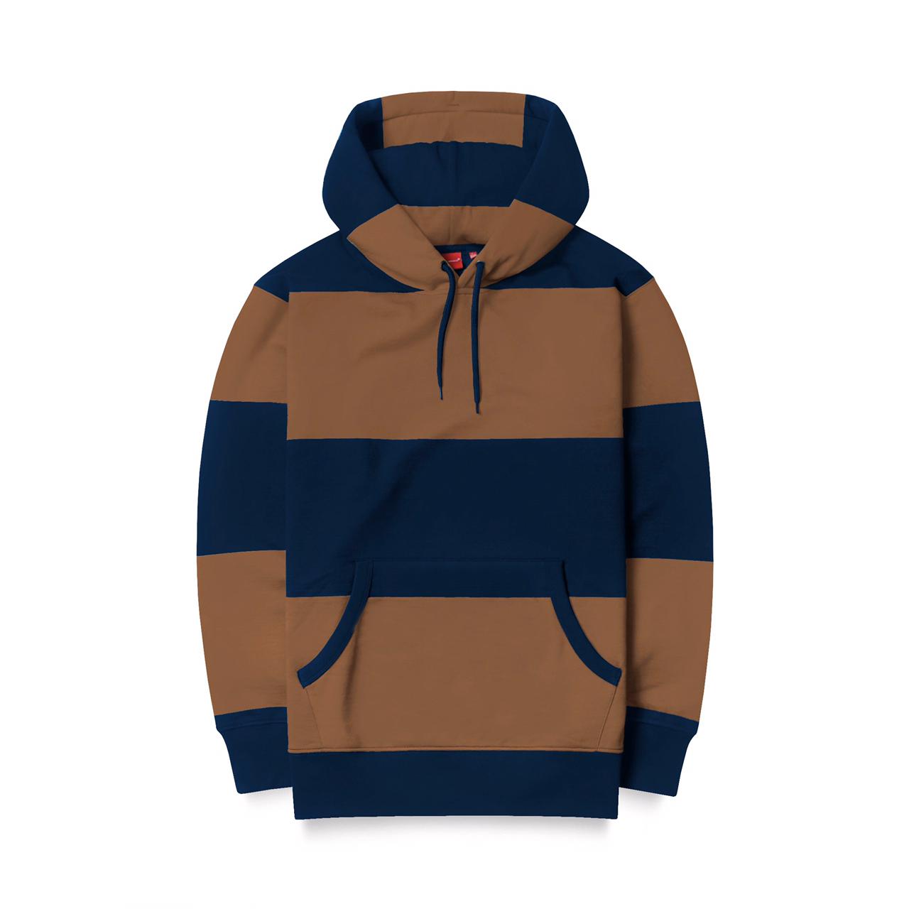 HOODIE STRIPE NAVY BROWN