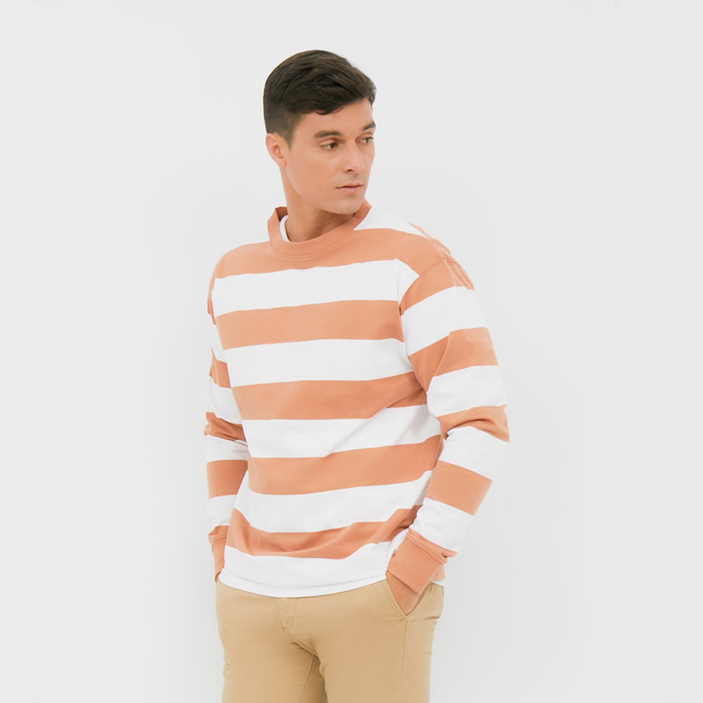 CREWNECK STRIPE MUSIM PANAS - PUTIH